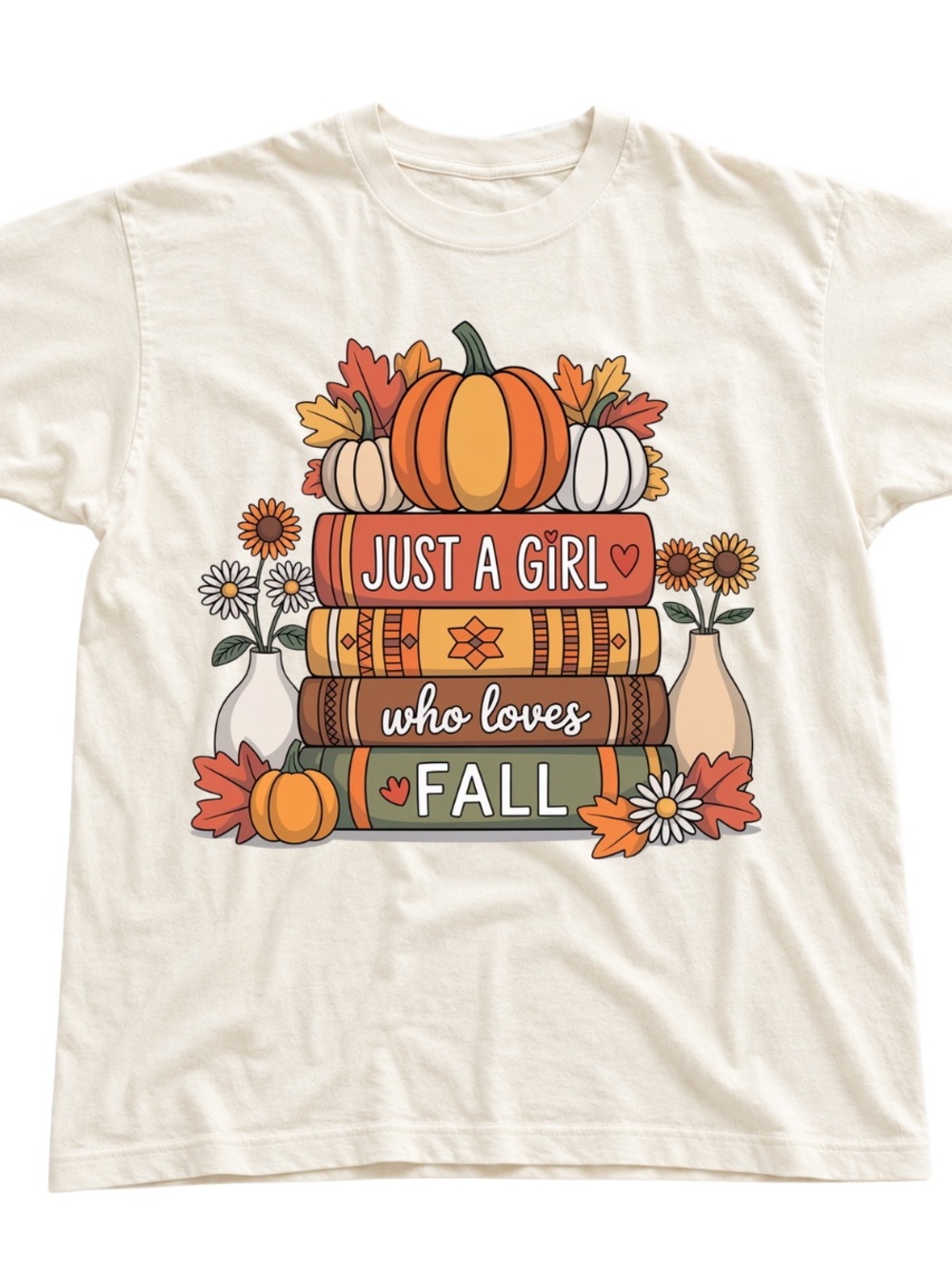 Off White Halloween Graphic Tee - "Just A Girl Who Loves Fall"